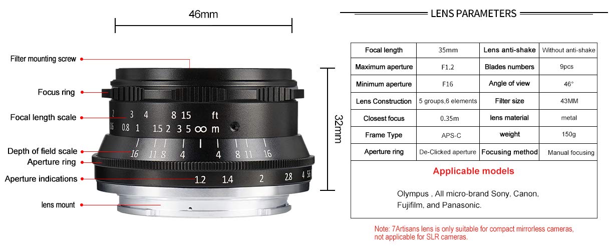 7artisans 35mm f1.2 EOS Mマウント 単焦点レンズ Amazon | 7artisans 35mm F1.2 V2.0 交換レンズ 二代目 Fuji Xマウント